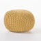 Contemporary Home Living 20" Yellow Contemporary Hand Knitted Pouf Ottoman